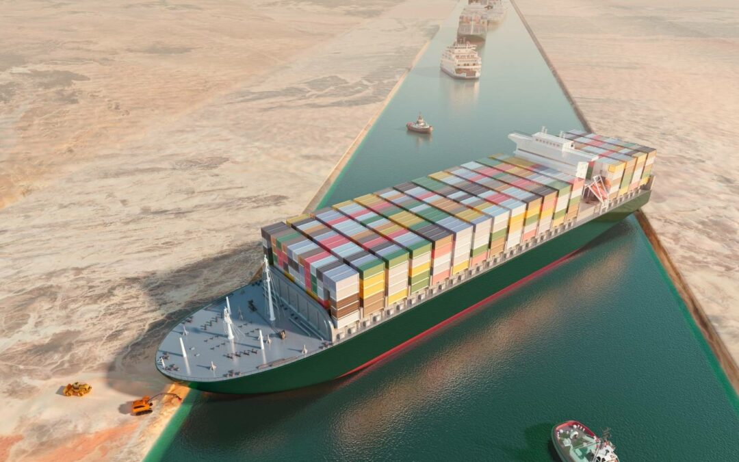 Barge stuck in suez canal