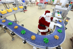 Santa on manufacturing line